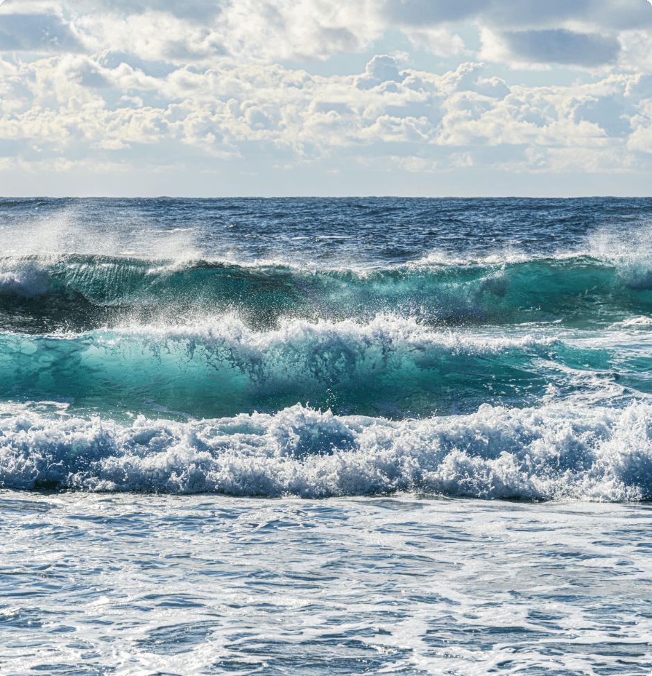 Blue sea waves representing sustainable maritime transport and energy