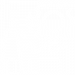 Line drawing of a factory with a smokestack and a large gear, representing manufacturing.