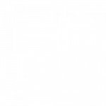 Line art illustration of a cargo ship at a dock with a tall crane and warehouse buildings in the background, port scene.